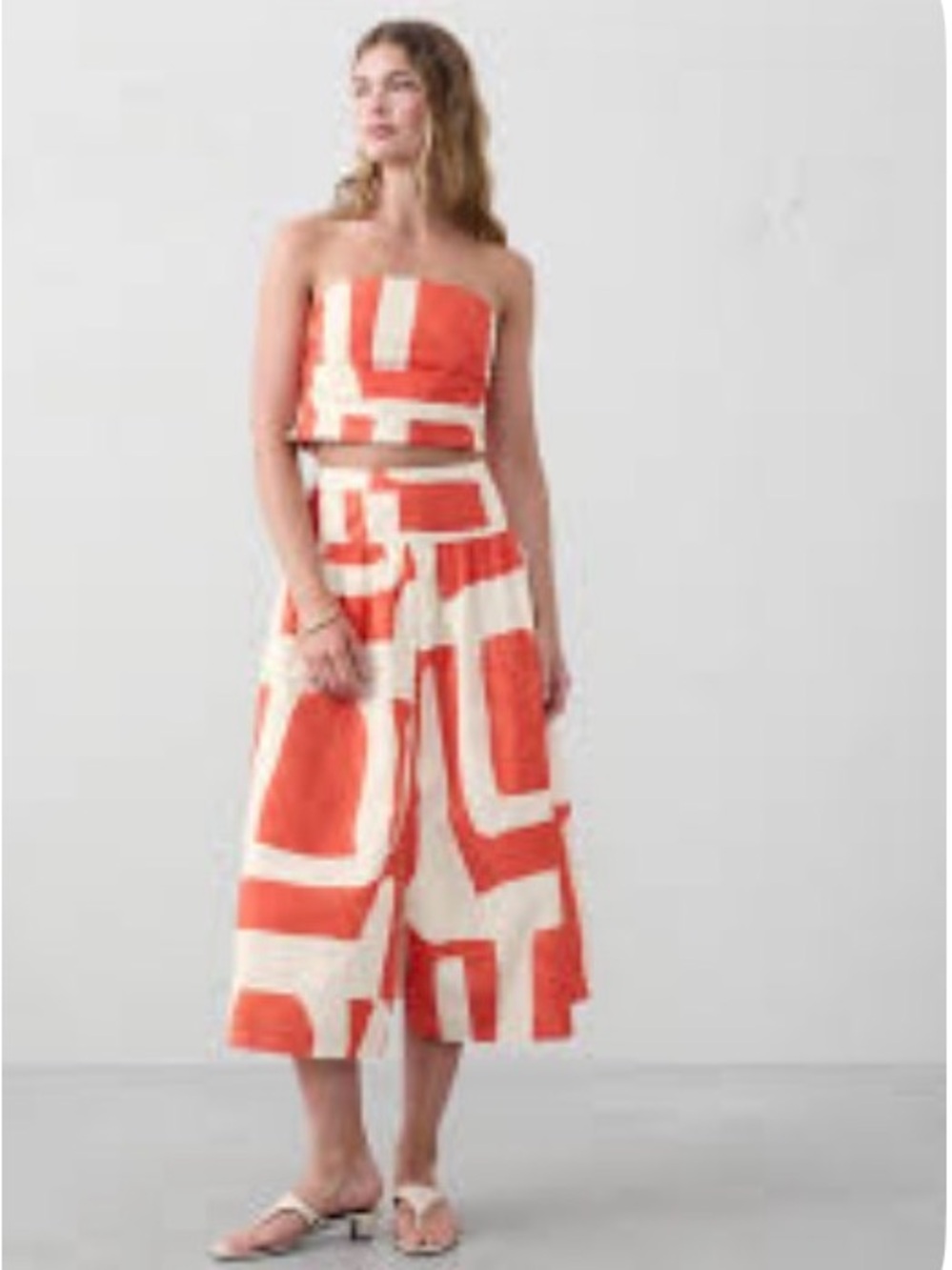 Banana Republic Red & White Geometric Bandeau Set
